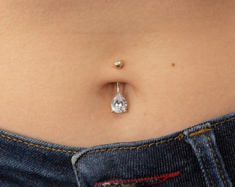Teardrop Belly Ring, Belly Ring, Small Tear Drop Belly Ring, Navel Ring, Dainty Body Jewelry