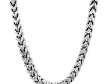 Real Solid White Gold Franco Chain Necklace, 16"-26" inch - 1mm 2mm 3mm 4mm Real White Gold Franco Chain - Gold Chain - Franco Chain