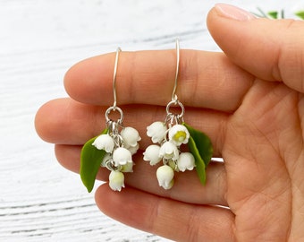 Lily of the valley earrings statement bridal flower earrings