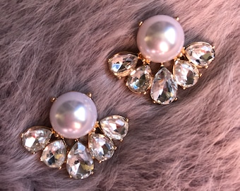 RENEE || Bridal Earrings, Pearl Rhinestone earrings, wedding earring, Pearl earrings, statement earrings, bridesmaid earrings, ball gown