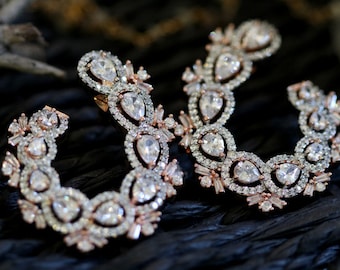 Stunning Unique Design with 5A grade CZ's Hand Made Earrings