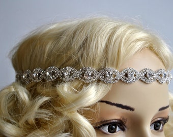 Rhinestone Headband hairpiece Crystal Gatsby Headband, Crystal Wedding Bridal Headband Headpiece, 1920s Flapper headband, Bridesmaid gift