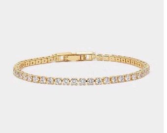 Tennis Bracelet,Gold Tennis Bracelet,Cubic Zirconia Tennis Bracelet,Wedding Bracelet,Bridesmaid Bracelet, Bridal Jewelry,Minimalist Bracelet