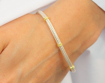 Thin Chain Bracelet, Byzantine Bracelet, Dainty Silver and Gold Bracelet, Wheat Chain Bracelet, Stacking Bracelet, Sterling Silver Bracelet