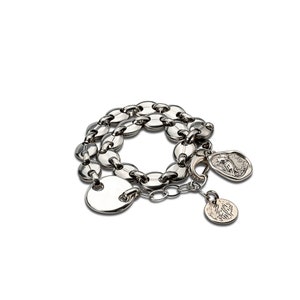Chunky anchor chain bracelet, Stainless steel wrap bracelet with coins