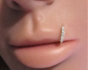 14k Rose Gold Upper/Lower Lip Piercing Ultimate Hoop Ring..20g..8mm..1.2mm mini cz's.''BEAUTIFULL!!!