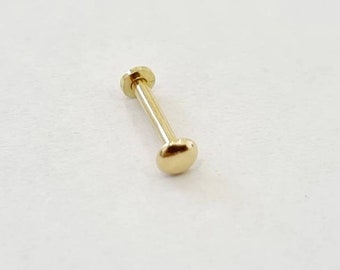 2.5mm flat 18ct Yellow Gold 16g Labret for ears or body jewellery  made for you to your size requirements