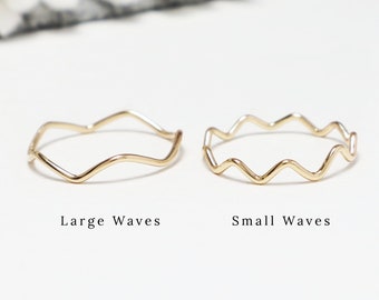 Thin Gold Wavy Wave Ring, Zig Zag Dainty Gold Rings For Women, Delicate Ring, Thumb Ring, Gold Filled, Minimalist Jewelry Gift | Wave Rings
