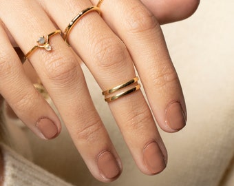 Knuckle gold ring, Double midi ring, Double knuckle ring, Midi ring gold, Sterling silver midi ring, Dainty ring, Adjustable ring