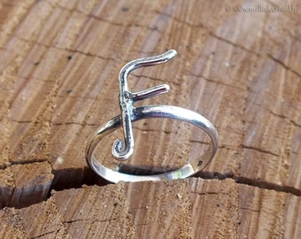 Alphabet Letter custom Ring - Silver sterling handmade