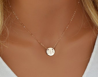 Monogram Disc Necklace, Personalized Disc Necklace, Initial Disc Gold, Rose Gold, Sterling Silver, Name Disc Necklace, Monogram Pendant