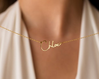 Custom Name Necklace in Gold & Rose Gold, Personalised Summer Jewellery for Her, Silver Name Necklace, Cursive Name Necklace