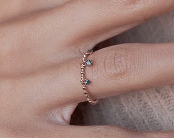 Turquoise stone diamond ring, Diamond stone ring, 14k solid rose gold ring, Elegant diamond ring, Diamond Cluster Ring, Turquoise ring