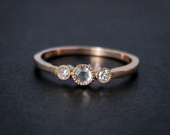 Rose Gold Diamond Ring - Rose Cut Diamond - Non-Traditional Engagement Rings