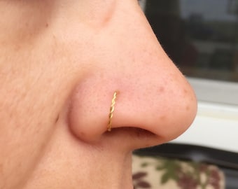 Gold Nose Ring Hoop Braided