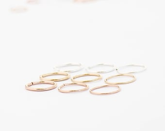 Snug Fitting Nose Ring Hoop - Tight 20g Nose Ring Hoop Gold - Silver Rose Gold 20 gauge 8mm - Super Snug Fit - Small Nose Piercing Jewelry