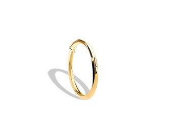 14K Solid Gold Nose Ring, Gold Clicker Hoop