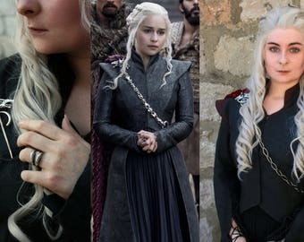 Daenerys Targaryen Dragonstone Season 7 Three Headed Dragon Pin & Chain ONLY Game of Thrones Cosplay
