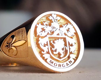 Family Crest Coat of Arms Ring for Personalized Jewelry, Personalized Gold and Silver Signet Ring