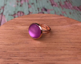 Purple purlesque gold ring, Adjustable minamilist ring, Gift for her