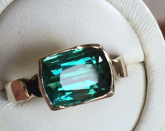 Hand made Blue Green Tourmaline Ring
