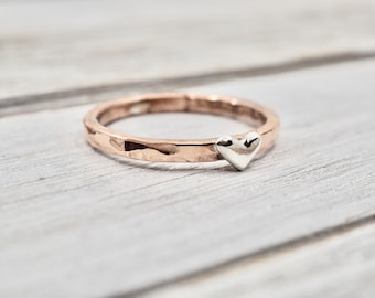 Copper ring with silver heart | Copper heart ring | Copper ring | Handmade copper jewellery | Copper anniversary ring | Gift for wife