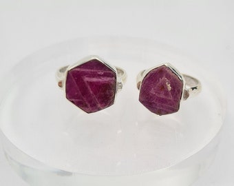 Rare Record Keeper Ruby Rings Raw and Natural Stones - 925 Sterling Silver