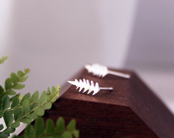 Micro Fern Studs, Sterling Silver Leaf Studs, Fern Earrings, Fern Jewelry, Tiny Leaf Studs, Fern Studs, Mini Studs, Nature Jewelry, Woodland