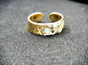 Opal Gold Toe Ring Sterling Silver Diamond