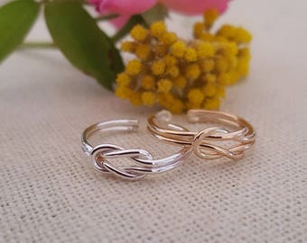 Knot Toe Ring, Sterling Silver, 14Kt Gold Filled