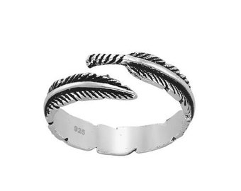 Feather Wrap Silver Toe Ring| Summer Toe Ring | Adjustable | as Gift | Midi Ring | Gift for Her | for women | Beach