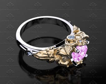 Prism - Natural Pink Sapphire and Diamond Sailor Moon Inspired Ring