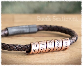 Mens Anniversary • Copper Anniversary Gifts For Men • Mens Personalised Bracelet • Boyfriend Gift • Distance Relationship