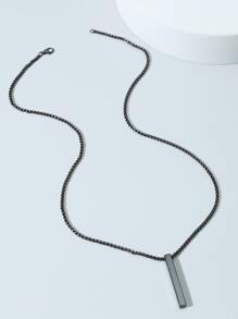 Men Rectangle Metal Pendant Necklace