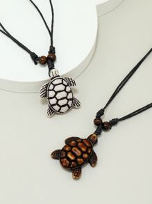 2pcs Men Sea Turtle Pendant Necklace