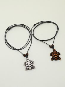 2pcs Men Sea Turtle Pendant Necklace