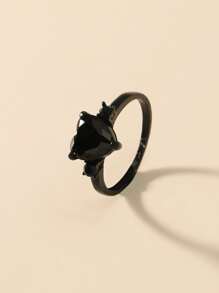 Rhinestone Decor Heart Design Ring