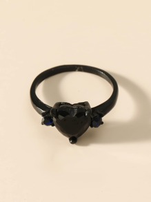 Rhinestone Decor Heart Design Ring