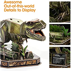 3D Puzzle T-Rex Dinosaur Toys for Kids 5-7 8-12 Puzzles for Kids Ages 4-8 National Geographic Dinosaur Party Favors Park World Decorations, Dinosaur Birthday Party Supplies Tyrannosaurus Rex