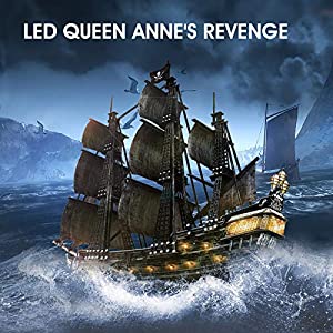 3D Puzzles for Adults Led Pirate Ship Queen Anne's Revenge Large 27'' Model Craft Kits Desk Decor Sailboat Brain Teaser Puzzles Arts and Crafts for Adults Hard Puzzles for Adults Gifts for Men Women