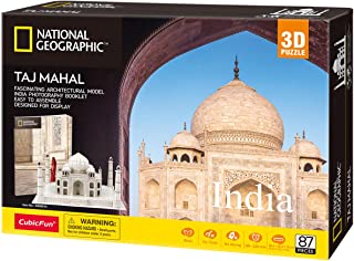 CubicFun National Geographic 3D Puzzle for Adults Kids Taj Mahal India Architecture 3D Jigsaw Building Model Kit with Booklet Gifts for Woman Men, 87 Pieces