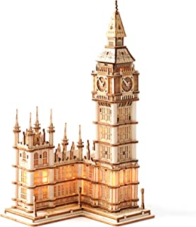 Rowood 3D Puzzles for Adults, Wooden Big Ben Model Kit Toy with LED, Birthday for Teens