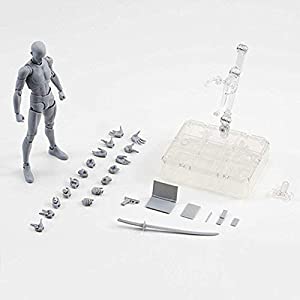 Action Figures Body-Kun DX & Body-Chan DX PVC Model SHF Children Kids Collector Toy Gift, Drawing Mannequin Figure Models for Artists (Grey Male)