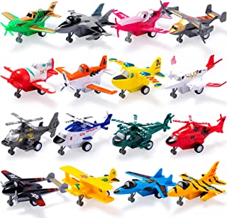 JOYIN 16 Pcs Pull Back Airplane Toys, Boys Plane Playset, Aircraft Including Helicopter Toys, Jet Toys, Fighter Jet Toys, Bomber Toys, Biplane Toy, Gifts for Toddler Kids 2-8 Years Old
