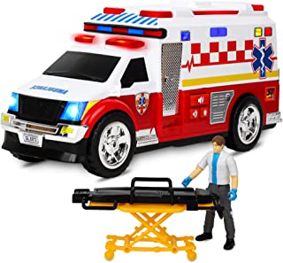 Ambulance Toy Truck 15'', Large Toy Cars for Kids, Lights & Sounds Toddler Toy Ambulance with Accessories, Rescue Role Playset, Play & Learn Toddler Toys Ages 3+