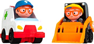 Blippi Mini Vehicles, Including Blippi Skid Steer and Blippi Ambulance, Each with a Blippi Toy Figure Seated Inside, Perfect for Young Children
