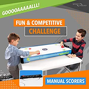 Sport Squad HX40 40 inch Table Top Air Hockey Table for Kids and Adults - Electric Motor Fan - Includes 2 Pushers and 2 Air Hockey Pucks - Great for Playing on The Floor, Tabletop, or Dorm Room