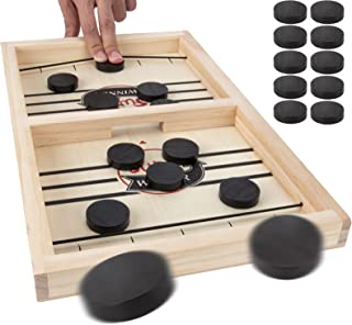 Fast Sling Puck Game, Slingshot Games Toy, Wooden Hockey Game Sling Puck, Super Winner Board Games Toys for Adults, Kids, Parent-Child Interactive Chess Toy Board Table Game
