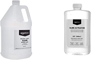 Amazon Basics All Purpose Washable School Clear Liquid Glue - Great for Making Slime, 1 Gallon Bottle & Slime Activator Solution 1 Quart (946ml)