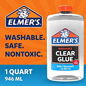 Elmer's Clear Liquid School Glue, Slime Glue, & Craft Glue | Large 1 Quart for School Supplies & Slime Supplies | Washable Glue